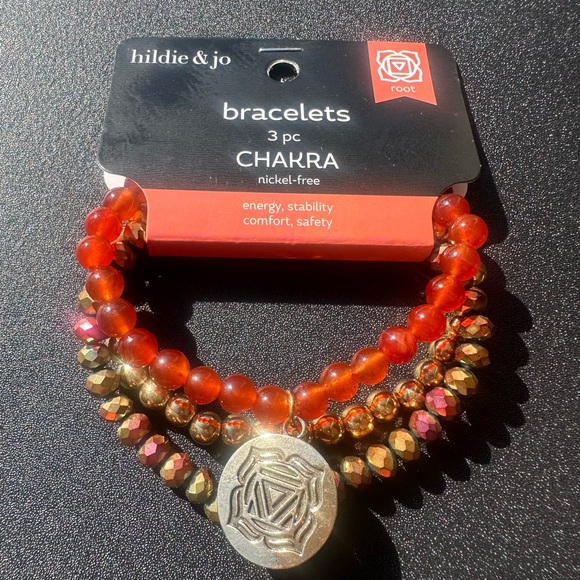 Hildie & Jo Red and Gold Root Chakra Bracelets - Picture 1 of 2